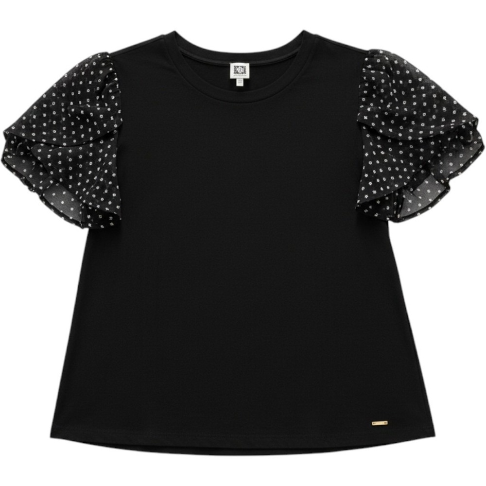 Anne Klein Flutter Sleeve Top Black Polka Dot Mesh Women 3X